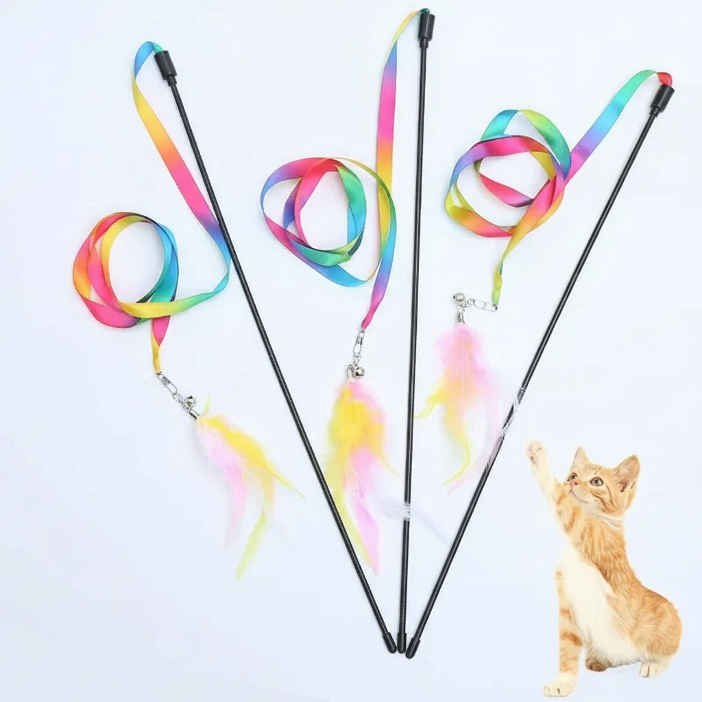 Cat Teaser Wand with Feathers