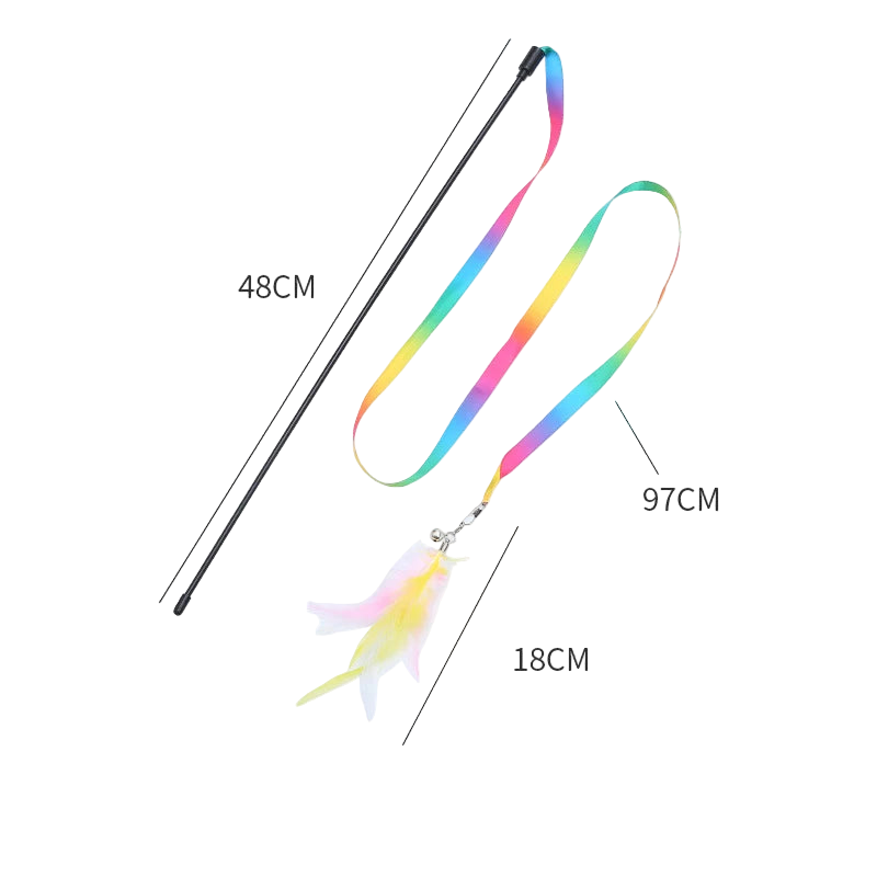 Cat Teaser Wand with Feathers