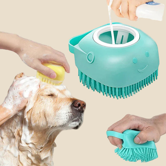 Silicone Dog Bath Brush with Shampoo Dispenser